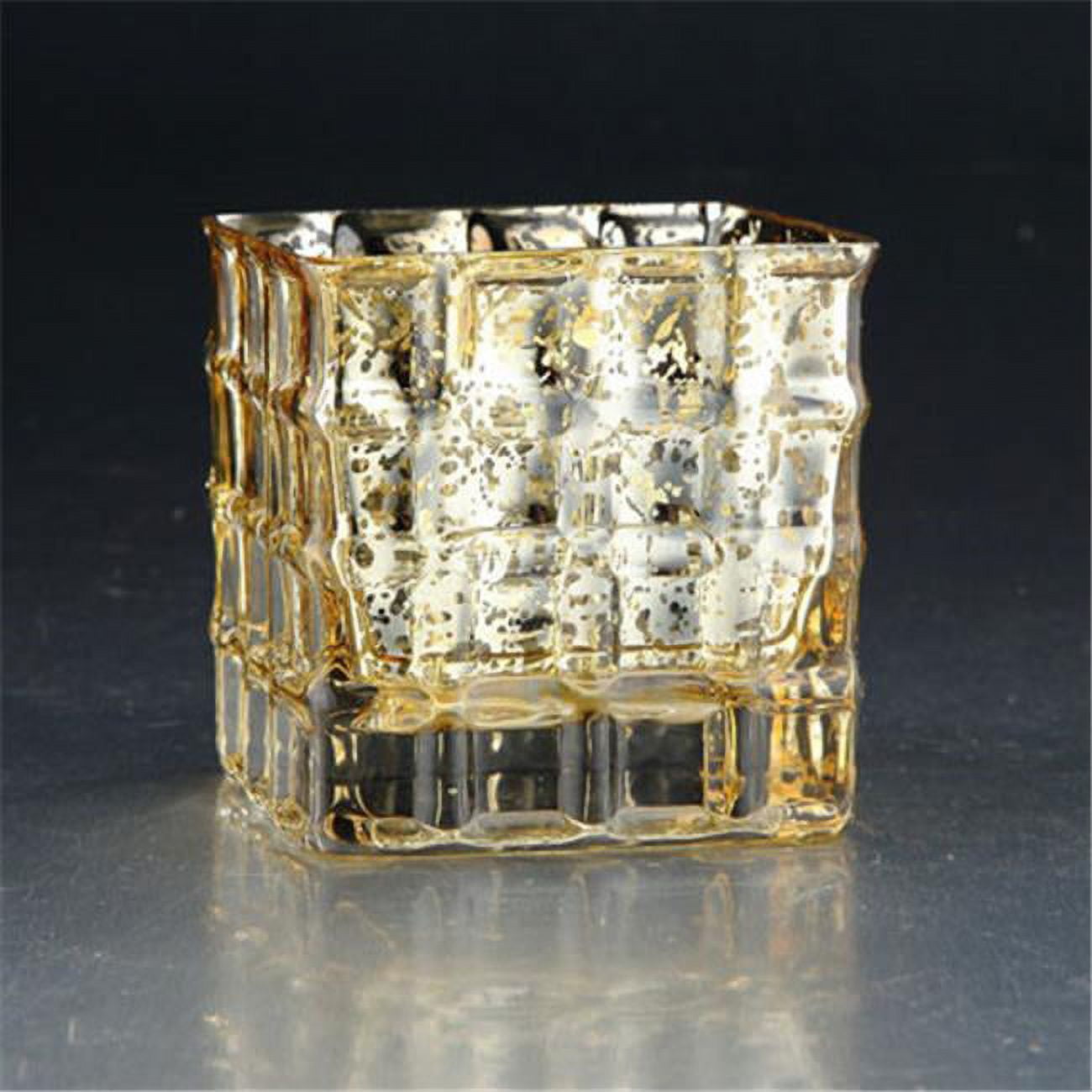Friends are Forever 4 x 4 x 4 in. Square Glass Candle Holder, Gold