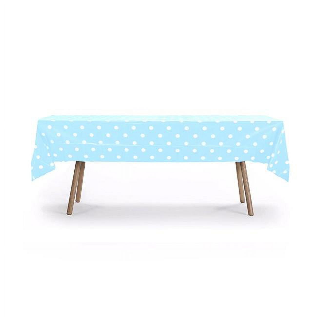 Herramienta Polka Dot Rectangle Table Cover, Light Blue - Case of 19