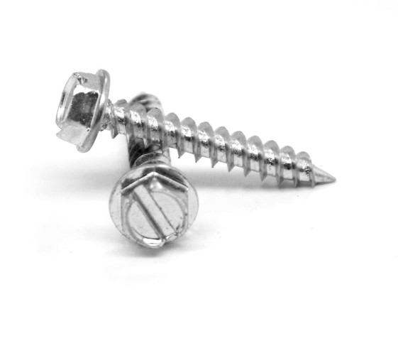 ASMC Industrial No.8-18 x 0.38 Slotted Hex Washer Head Type B Sheet Metal Screw&#44; Low Carbon Steel - Zinc Plated - 10000 Piece