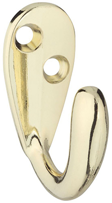 Stanley N830-141 Single Prong Robe Hook- Polished Brass