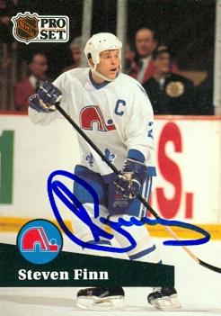Autograph Warehouse 66301 Steven Finn Autographed Hockey Card Quebec Nordiques 1991 Pro Set No. 204