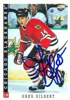 Autograph Warehouse 66659 Greg Gilbert Autographed Hockey Card Chicago Blackhawks 1993 Score No. 305