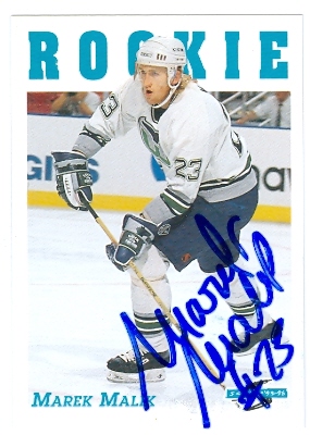 Autograph Warehouse 66943 Marek Malik Autographed Hockey Card Hartford Whalers 1995 Score No. 298