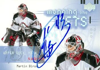 Autograph Warehouse 67199 Martin Biron Autographed Hockey Card Buffalo Sabres 2002 Ud Mask No. 104