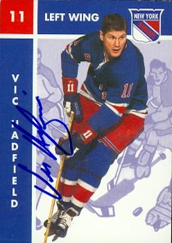 Autograph Warehouse 68493 Vic Hadfield Autographed Hockey Card New York Rangers 1996 Parkhurst No. 98