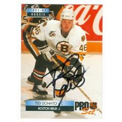Autograph Warehouse 71222 Ted Donato Autographed Hockey Card Boston Bruins 1992 Pro Set No. 221