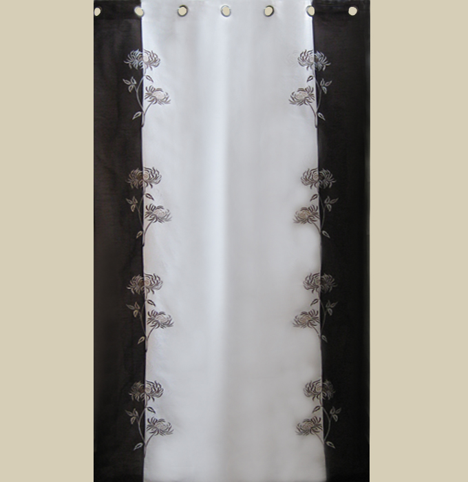 In Creation INC 10 Beautiful Silk  Organza and Jacquard Panels Curtains - Silver and Chocolate