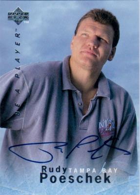 Autograph 119504 Tampa Bay Lightning 1996 Upper Deck Be A Player No. S53 Rudy Poeschek Autographed Hockey Card