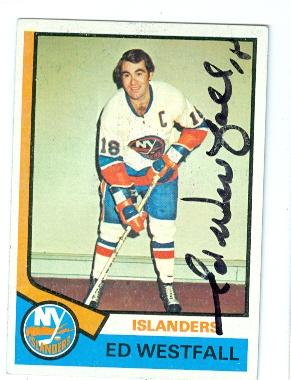 Autograph 122059 New York Islanders 1974 Topps No. 32 Ed Westfall Autographed Hockey Card