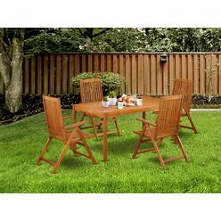 East West Furniture CMCN5NC5N This 5 Pc Acacia Outdoor-Furniture Sets provides you an Outdoor-Furniture table and four foldable Outdoor-Furniture 
