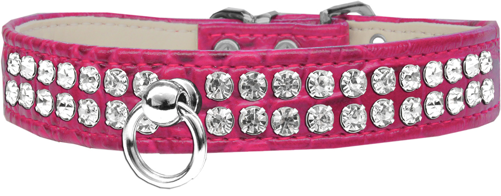 Mirage Pet Products 82-21-BPKC16 Style No.72 Rhinestone Designer Croc Dog Collar, Bright Pink - Size 16