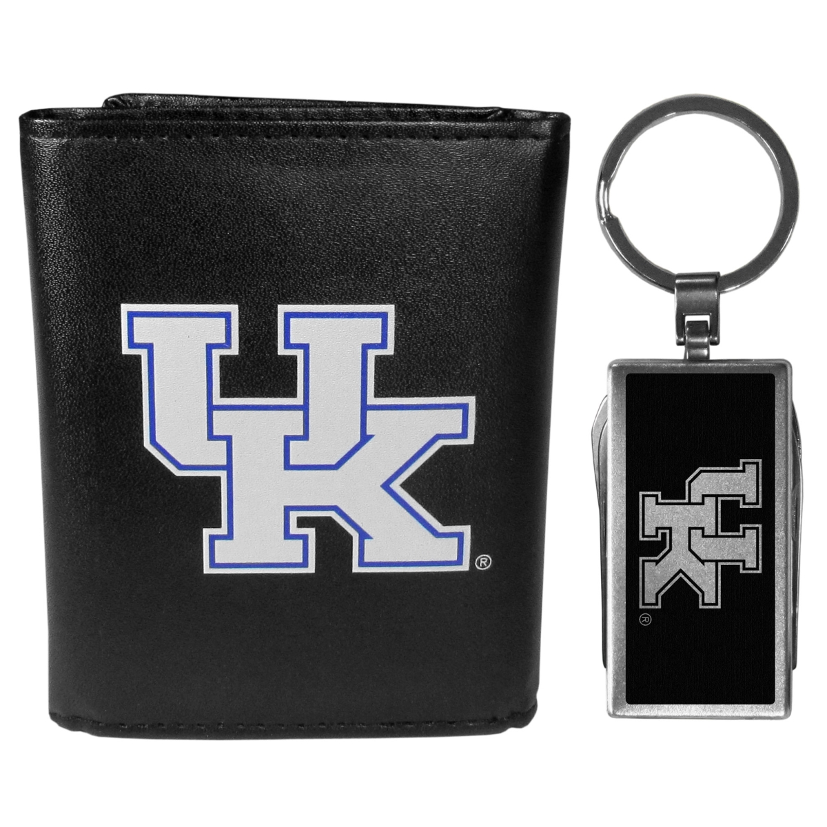 Siskiyou Sports Siskiyou CTRL35MTB Male NCAA Kentucky Wildcats Tri-fold Wallet & Multi-tool Key Chain&#44; Black