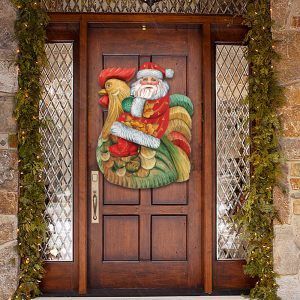 KD Americana 8111340 Santa Rooster Wooden Christmas Ornament