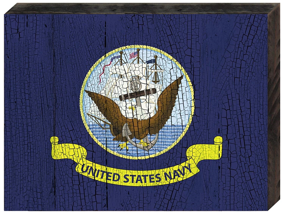 Designocracy 85098-NV-08 Navy Military Patriotic Flag Art on Board Wall Decor