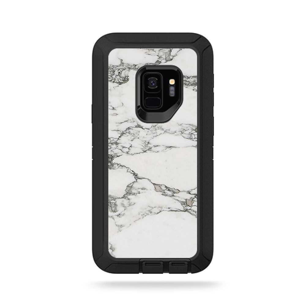 MightySkins OTDSGS9-White Marble Skin for Otterbox Defender Galaxy S9 - White Marble