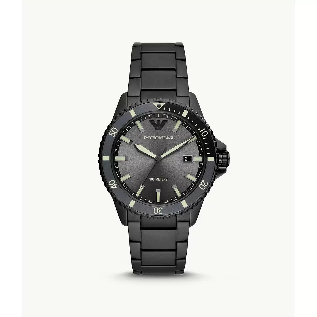 Emporio Armani AR11398 Stainless Steel Watch for Mens&#44; Black
