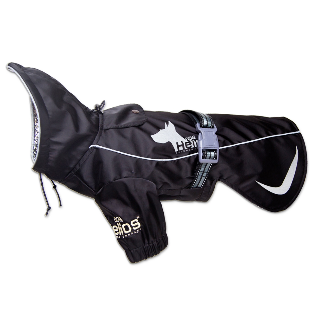 Dog Helios JKHL16BKLG Ice-Breaker Extendable Hooded Dog Coat with Heat Reflective Tech - Black - Large