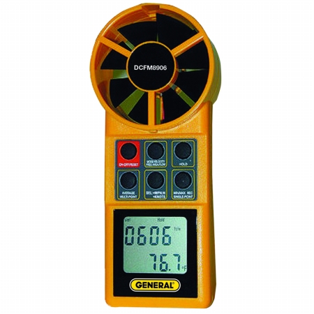 General Tools & Instruments DCFM8906 Digital One Piece Airflow Meter With Cfm Display