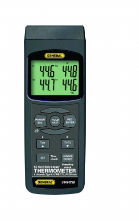 General Tools & Instruments DT4947SD 4-Channel Thermometer With Excel-Formatted Data Logging Sd Card
