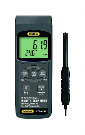 General Tools & Instruments DTH3007SD Humidity-Temperature Meter With Excel-Formatted Data Logging Sd Card