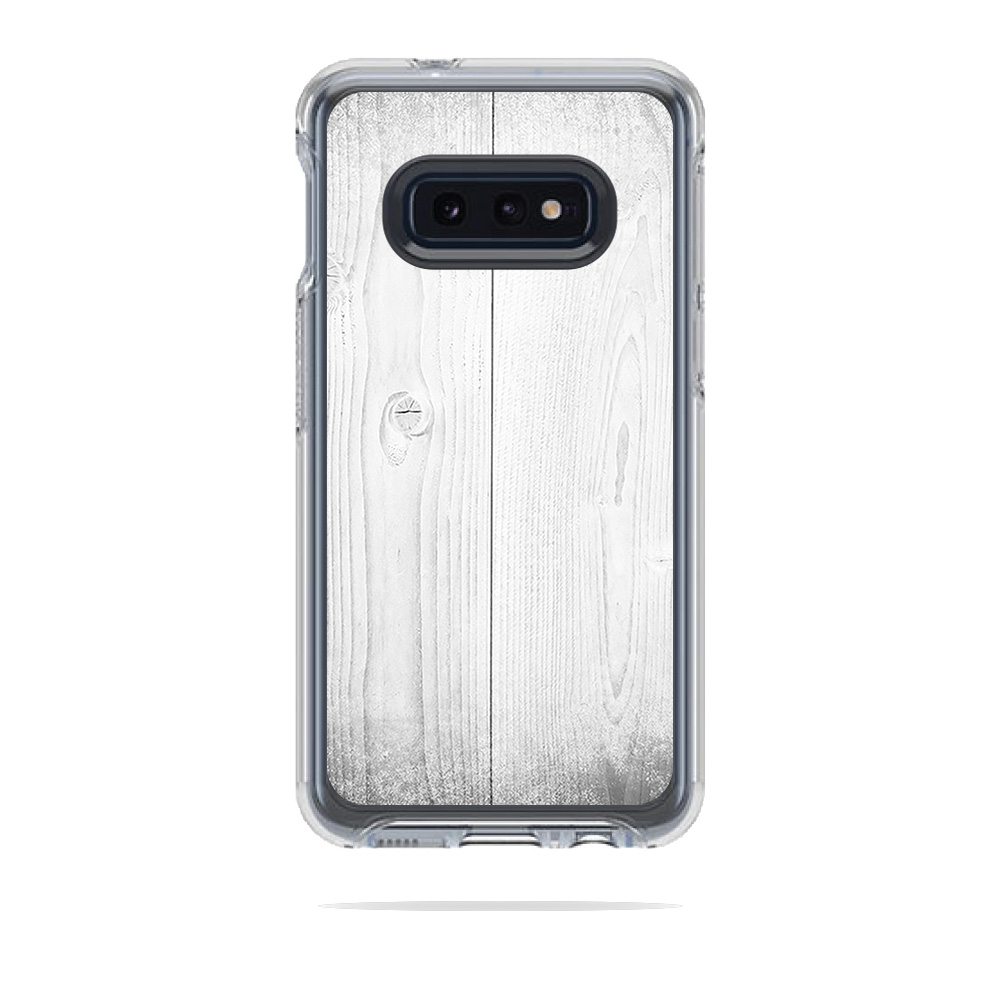 MightySkins OTSYSG10E-White Wood Skin for Otterbox Symmetry Samsung Galaxy 10E - White Wood