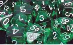 Chessex CHX23805 D6 - 12 mm. Translucent Dice- Green - White 36 Ct. Pack Of 2