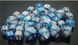 Chessex CHX26456 7 Dice Set Gemini Steel-Teal With White- Pack Of 2
