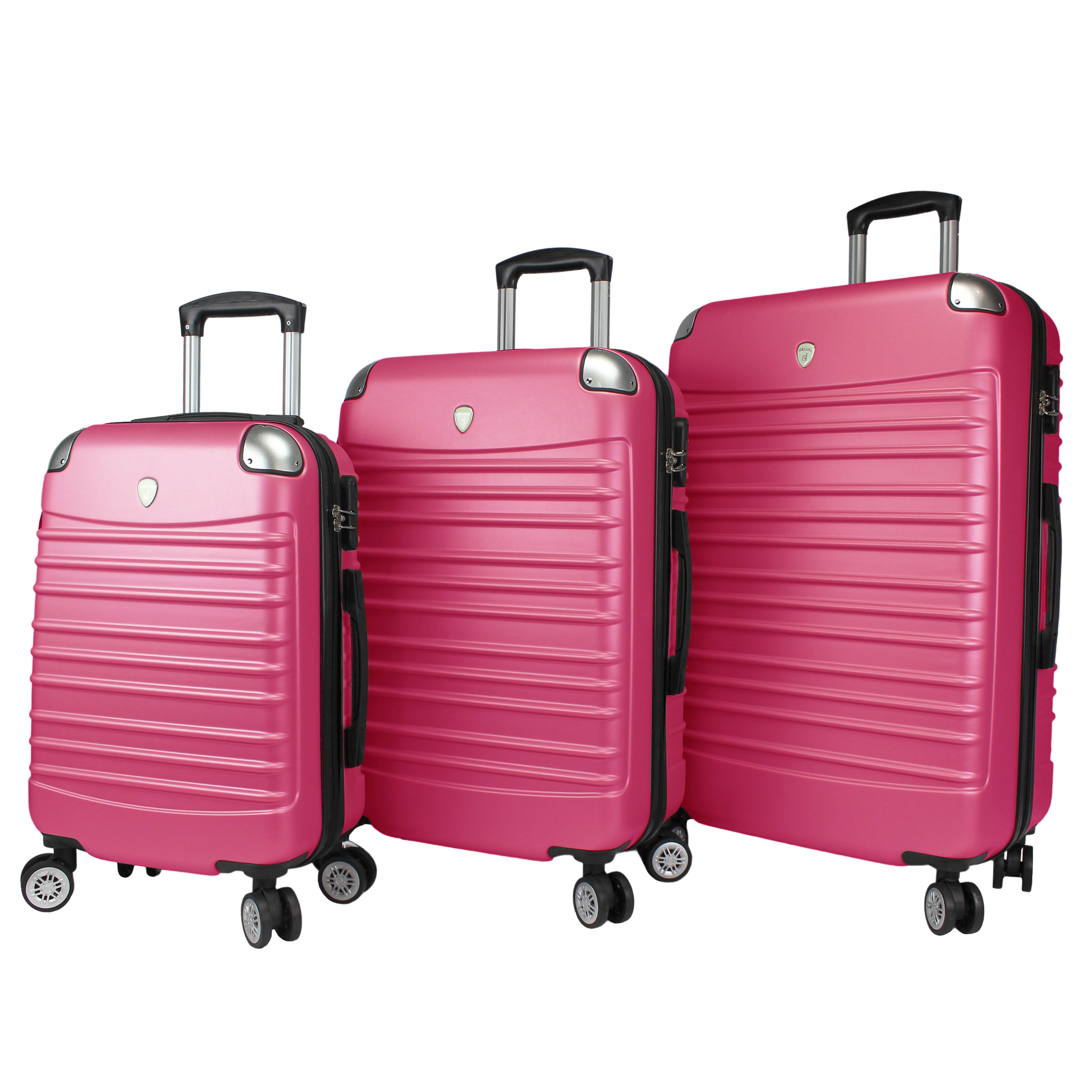 Dejuno 25DJ-610-PINK Impact Hardside Spinner Luggage Set - Pink, 3 Piece