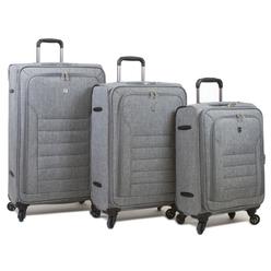 Dejuno 25DJ-626-GREY Noir Lightweight Spinner Luggage Set with Laptop Pocket - Grey&#44; 3 Piece