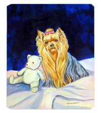 Caroline's Treasures 7221MP 8 x 9.5 in. Yorkie and Teddy Bear Mouse Pad- Hot Pad or Trivet