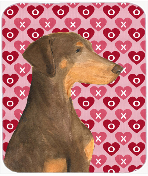 Caroline's Treasures SS4479MP Doberman Hearts Love And Valentines Day Portrait Mouse Pad- Hot Pad Or Trivet