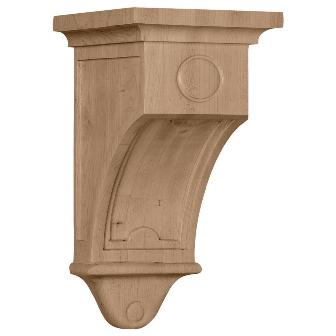 Ekena Millwork COR05X05X09ARRW 5 in. W x 5 in. D x 9 in. H Arts and Crafts Corbel- Rubberwood- Architectural Accent