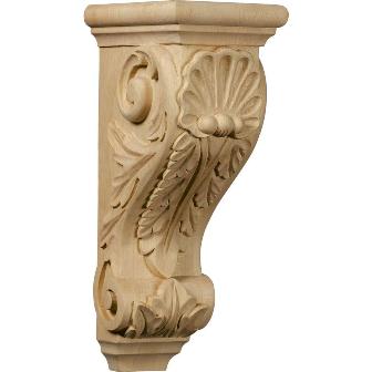 Ekena Millwork CORW05X07X14SHMA 5 in. W x 7 in. D x 14 in. H Large Shell Corbel- Hard Maple- Architectural Accent