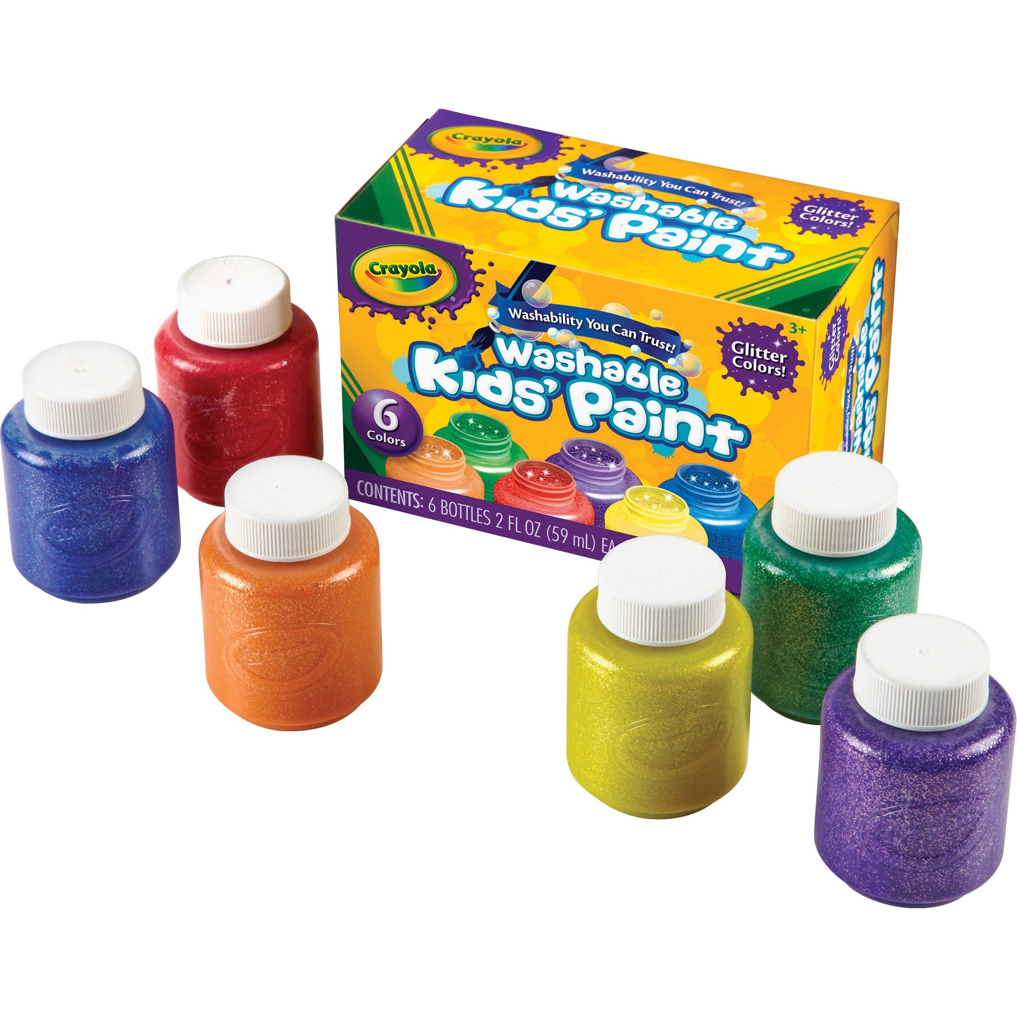 Crayola CYO542400 6-Color Glitter Washable Kids Paint- 6 Per Set