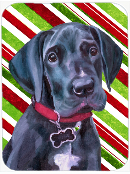 SkilledPower Black Great Dane Puppy Candy Cane Holiday Christmas Mouse Pad&#44; Hot Pad & Trivet