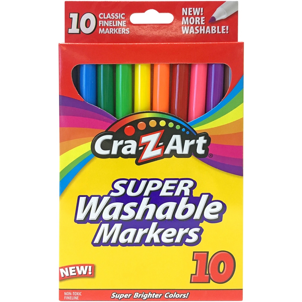 Cra-Z-Art CZA1016148 Super Washable Finetip Markers, Multi Color - Pack of 10