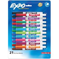 EXPO SAN2138429 Low-Odor Dryrs Erase Fine Tip Marker, Assorted Color - Pack of 21