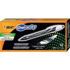 BIC Gel-ocity Quick Dry Gel Pen, Fine Point (0.5mm) - Box of 12 Black Gel Pens (RGLCGF11-BLK)