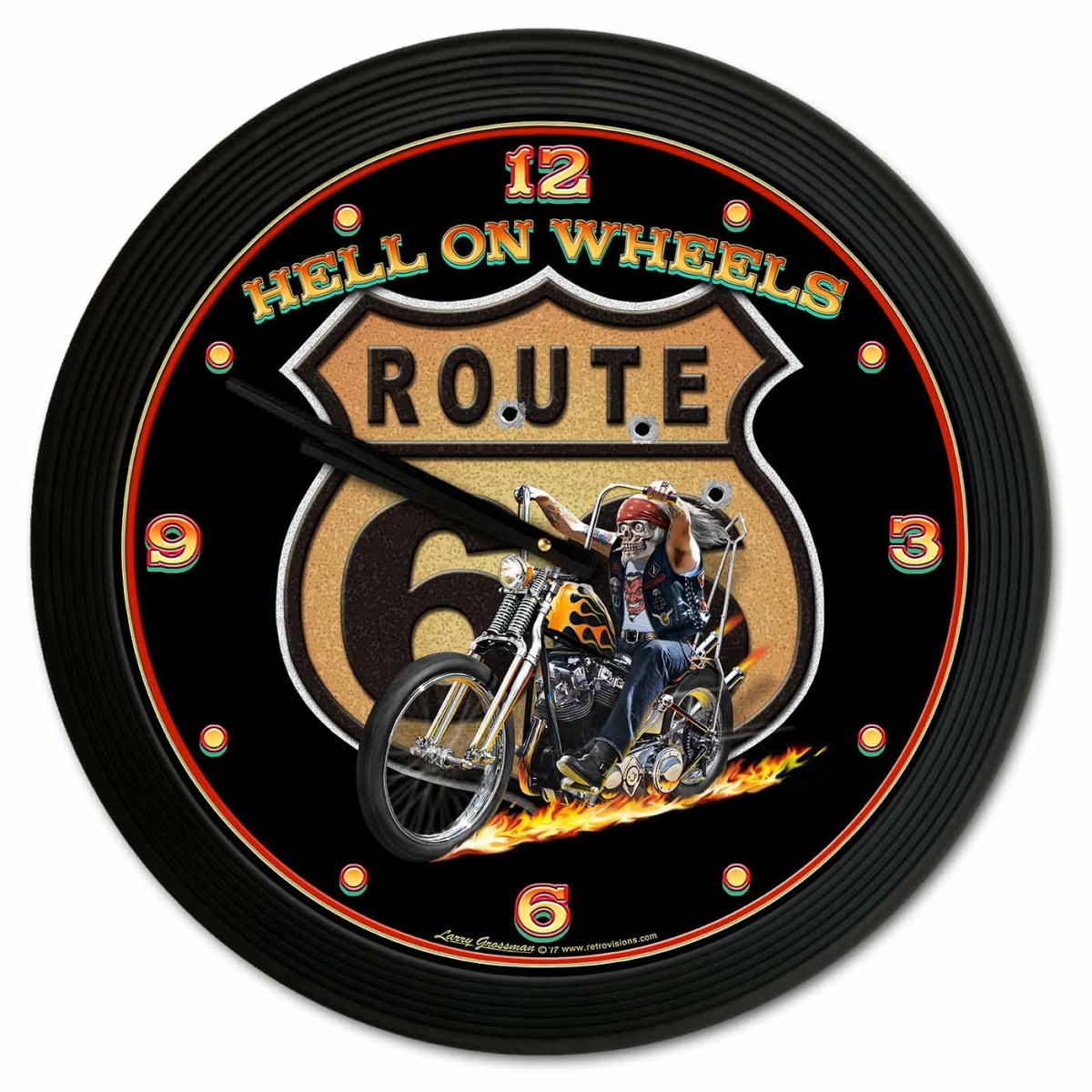 Past Time Signs LG852-CLOCK 18 x 18 in. Hell on Wheels 2 Clock