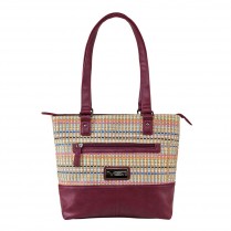 Luxury Luggage Woven Tote With Pockets - Burgundy