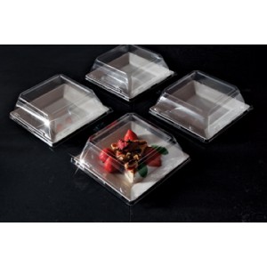 EMI Yoshi EMI-SP6LP 6.5 in. Squares Clear Dessert Plate Pet Lid - Pack of 120