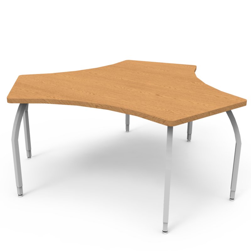 ComfortCreator Elo Tri Table, Bannister Oak Laminate & Banding with 6 ...