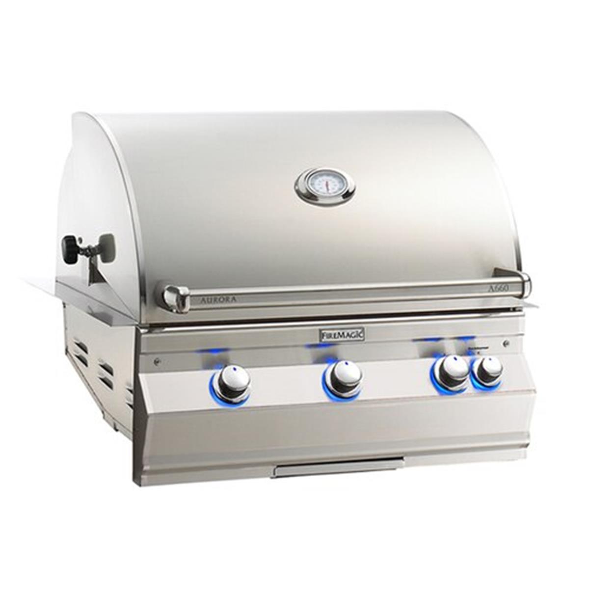 Fire Magic A660I-8EAN 30 in. Aurora Built-In Gas Grill with Backburner & Rotisserie - Natural Gas - A660i HSI