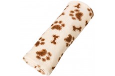 ethical pet 077234500613 30 x 38 in. Snuggler Bones-Paws Print Blanket, Cream