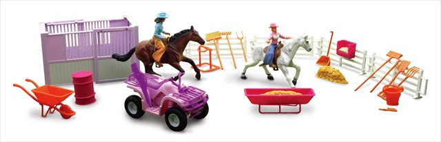 New-Ray Toys Inc New Ray SS-37105B Pink Horse Riding Playset  Pack of 12