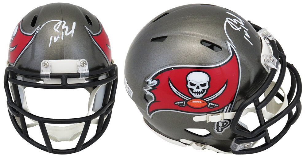 Schwartz Sports Memorabilia BRAMIN323 Tom Brady Signed Tampa Bay Buccaneers Riddell Speed Mini Helmet with Fanatics