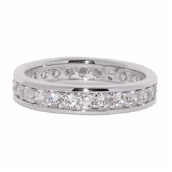 Precious Stars RS4W-7 14K White Gold Pave & Channel Set Cubic Zirconia Eternity Band - Size 7