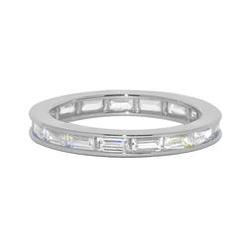 Precious Stars RS5W-7 14K White Gold Channel-Set Baguette Cubic Zirconia Eternity Band - Size 7