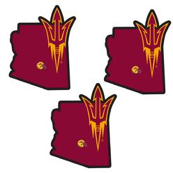Siskiyou Sports Siskiyou C3HSD68 Unisex NCAA Arizona State Sun Devils Home State Decal - One Size - Pack of 3