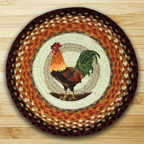 Capitol Earth Rugs Inc Earth Rugs 49-CH391R Round Chair Pad- Rooster